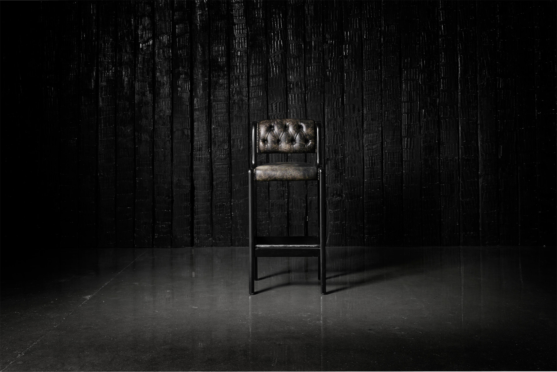 Regency Chesterfield leather bar stool